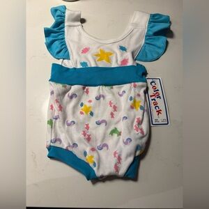 Vintage colour track Baby Romper with Ruffle Sleeves